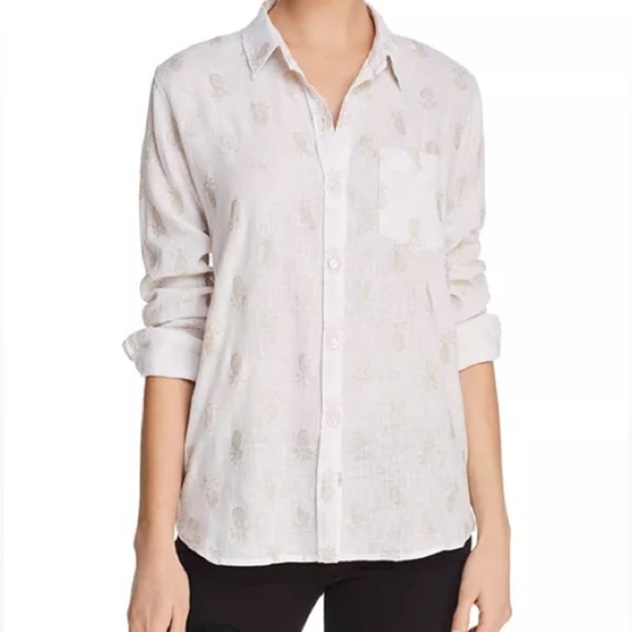 RAILS Charli Gold Pineapple Print Button-Down Shirt Size XS - Picture 3 of 12